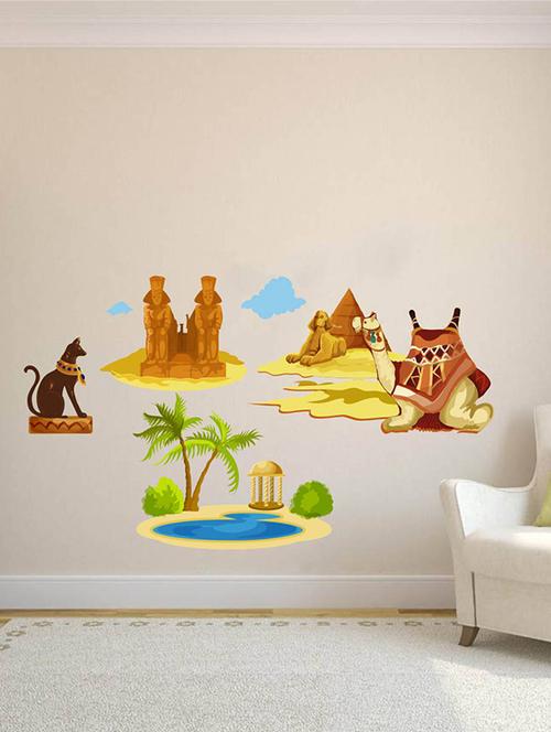 Rawpockets Wall Decals ' Egypt Story with Pyramid and Camel ' Wall stickers (PVC Vinyl) Multicolour - 15734006 - Standard Image - 1