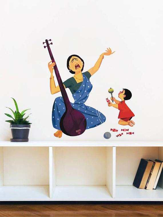 Rawpockets Wall Decals ' Baby Pacifying Singing Mom ' Wall stickers (PVC Vinyl) Multicolour - 15734008 - Zoom Image - 1