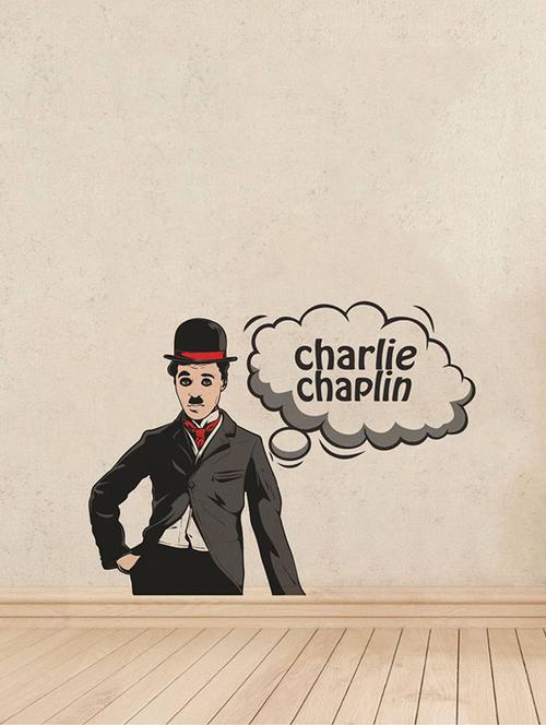 Rawpockets Wall Decals ' Charlie Chaplin ' Wall stickers (PVC Vinyl) Multicolour - 15734018 - Standard Image - 1