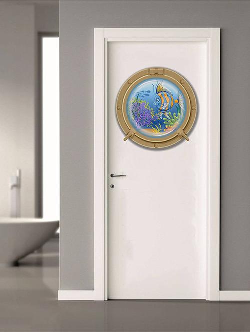 Rawpockets Wall Decals ' Fish Door ' Wall stickers (PVC Vinyl) Multicolour - 15734019 - Standard Image - 1