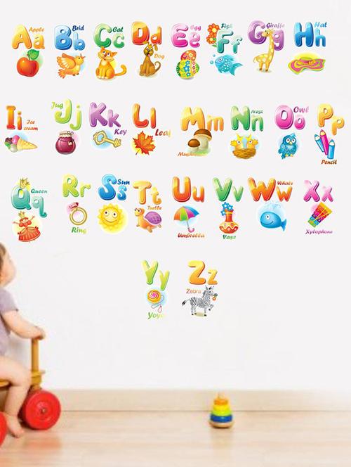 Rawpockets Wall Decals ' English Alphabets for Education - Kid's Room ' Wall stickers (PVC Vinyl) Multicolour - 15734025 - Standard Image - 1