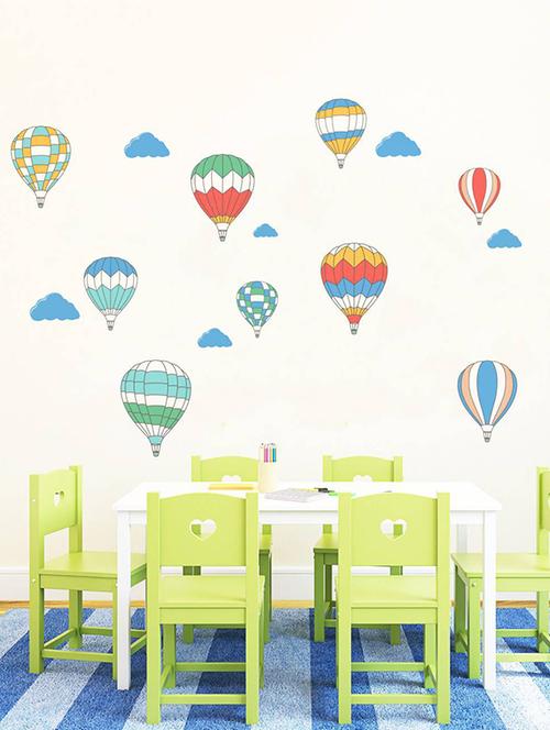Rawpockets Wall Decals ' Air Ballon Story - Kid's Room ' Wall stickers (PVC Vinyl) Multicolour - 15734027 - Standard Image - 1