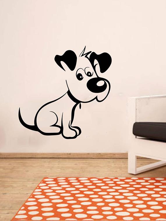 Rawpockets Wall Decals ' Cute Baby Dog ' Wall stickers (PVC Vinyl) Multicolour - 15734038 - Zoom Image - 1