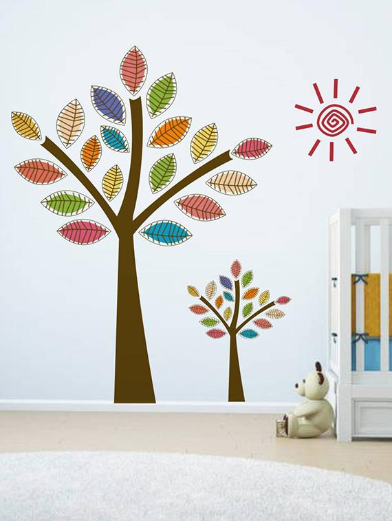 Rawpockets Wall Decals ' Tree Story Crayons ' Wall stickers (PVC Vinyl) Multicolour - 15734039 - Zoom Image - 1
