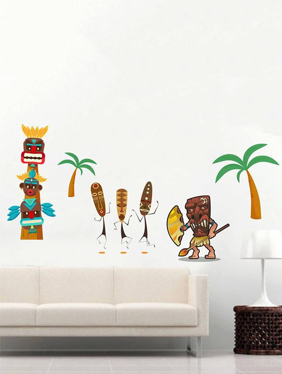 Rawpockets Wall Decals ' African Tribal Story ' Wall stickers (PVC Vinyl) Multicolour - 15734044 - Zoom Image - 1