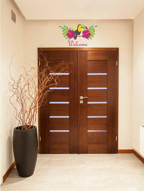 Rawpockets Wall Decals ' Welcome with Bird - Living Room ' Wall stickers (PVC Vinyl) Multicolour - 15734048 - Standard Image - 1