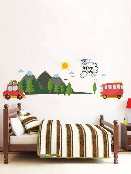 Rawpockets Wall Decals ' Let's go Travel and Nature ' Wall stickers (PVC Vinyl) Multicolour - 15734053 - Standard Image - 1