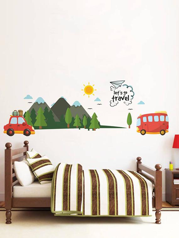 Rawpockets Wall Decals ' Let's go Travel and Nature ' Wall stickers (PVC Vinyl) Multicolour - 15734053 - Zoom Image - 1