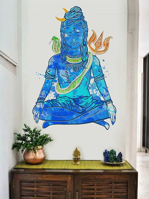 Rawpockets Wall Decals ' Divine Lord Shiva Bluish ' Wall stickers (PVC Vinyl) Multicolour - 15734056 - Standard Image - 1