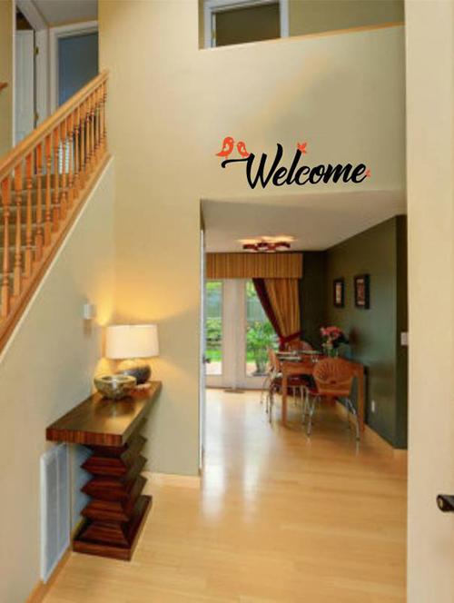Rawpockets Wall Decals ' Welcome Bird - Door Decorative ' Wall stickers (PVC Vinyl) Multicolour - 15734057 - Standard Image - 1
