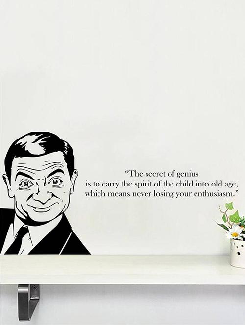 Rawpockets Wall Decals ' " The Secret of Genius " Quote with Mr.Bean ' Wall stickers (PVC Vinyl) Multicolour - 15734064 - Standard Image - 1