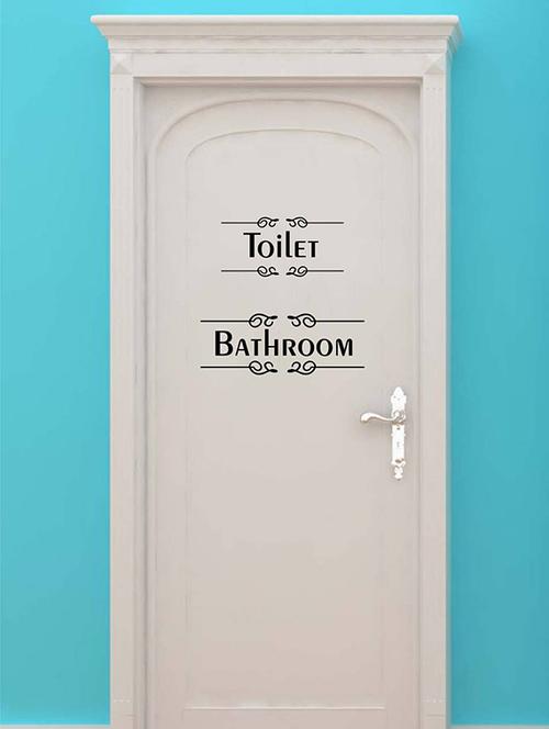 Rawpockets Wall Decals ' Toilet and Bathroom Sign ' Wall stickers (PVC Vinyl) Multicolour - 15734069 - Standard Image - 1