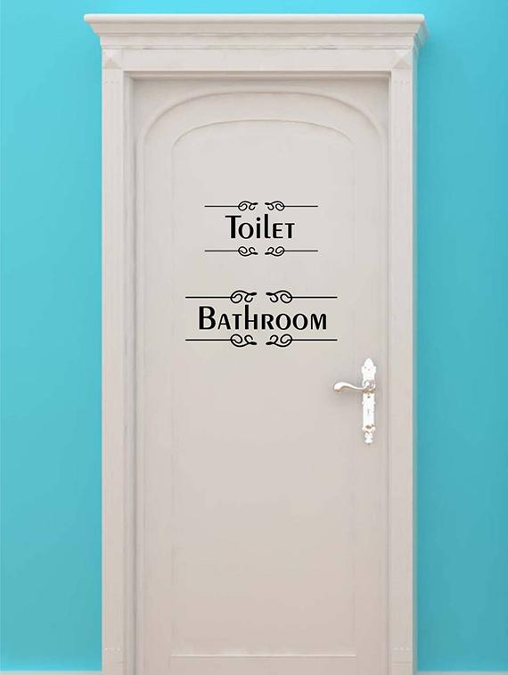 Rawpockets Wall Decals ' Toilet and Bathroom Sign ' Wall stickers (PVC Vinyl) Multicolour - 15734069 - Zoom Image - 1