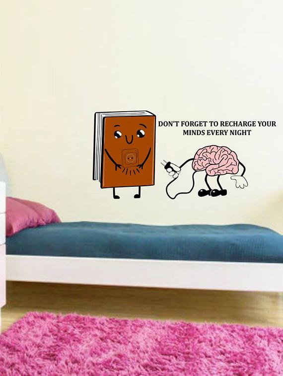 Rawpockets Wall Decals ' Recharge Your Mind Cartoon ' Wall stickers (PVC Vinyl) Multicolour - 15734072 - Zoom Image - 1