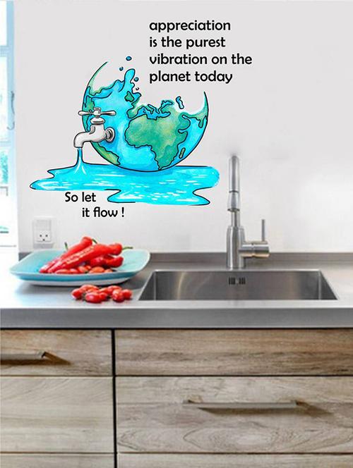 Rawpockets Wall Decals ' Let if Flow - Appreciation Quote ' Wall stickers (PVC Vinyl) Multicolour - 15734073 - Standard Image - 1