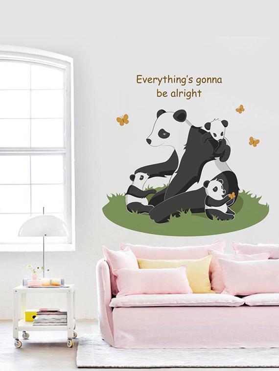 Rawpockets Wall Decals ' " Everything Gonna Be Alright " Quote and Panda Bear ' Wall stickers (PVC Vinyl) Multicolour - 15734077 - Zoom Image - 1