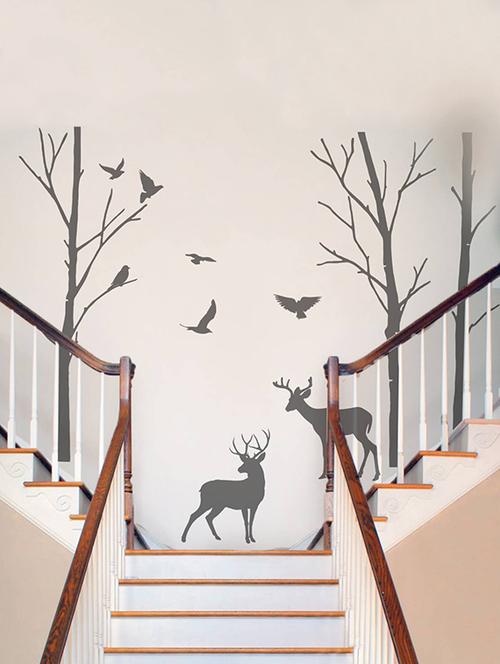 Rawpockets Wall Decals ' Deer and Jungle Black Story ' Wall stickers (PVC Vinyl) Multicolour - 15734083 - Standard Image - 1