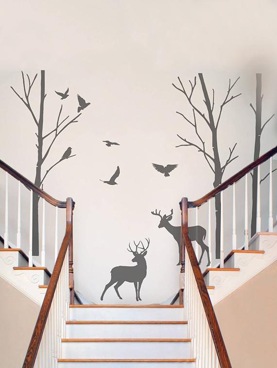 Rawpockets Wall Decals ' Deer and Jungle Black Story ' Wall stickers (PVC Vinyl) Multicolour - 15734083 - Zoom Image - 1