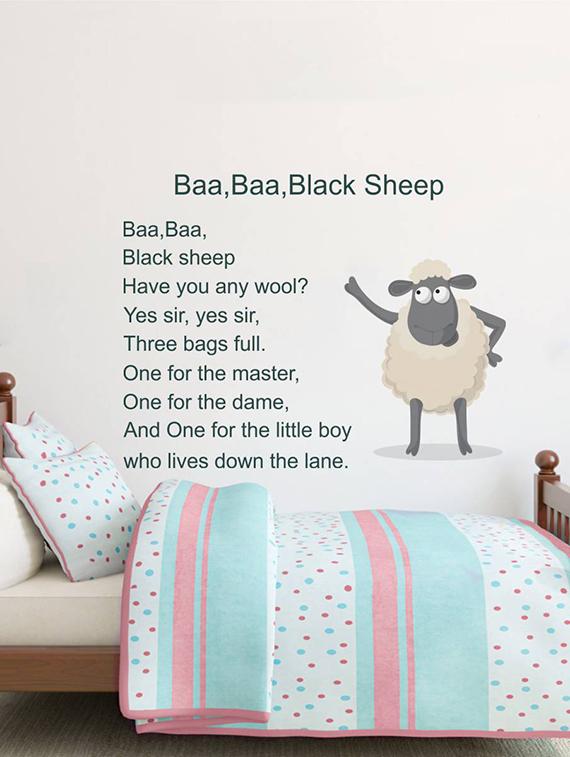 Rawpockets Wall Decals ' Baa Baa Black Sheep Kid's Poem - Kid's Room ' Wall stickers (PVC Vinyl) Multicolour - 15734084 - Zoom Image - 1