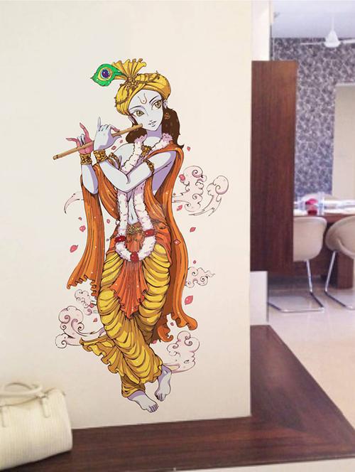 Rawpockets Wall Decals ' Lord Krishna with Flute ' Wall stickers (PVC Vinyl) Multicolour - 15734087 - Standard Image - 1