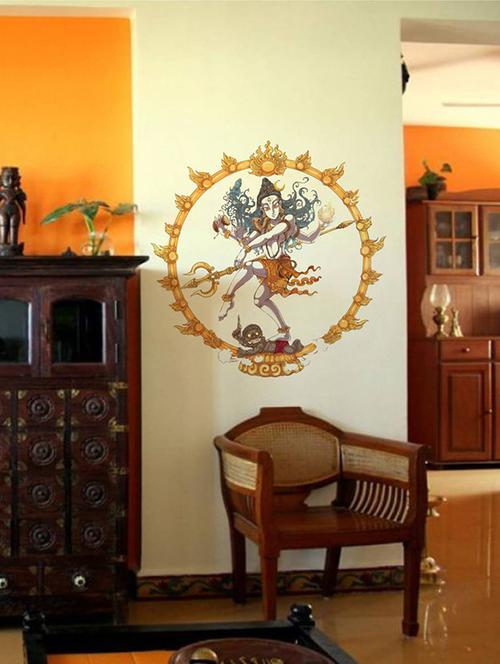 Rawpockets Wall Decals ' Lord Shiva - Natarajar Dancing ' Wall stickers (PVC Vinyl) Multicolour - 15734093 - Standard Image - 1