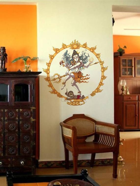 Rawpockets Wall Decals ' Lord Shiva - Natarajar Dancing ' Wall stickers (PVC Vinyl) Multicolour - 15734093 - Zoom Image - 1