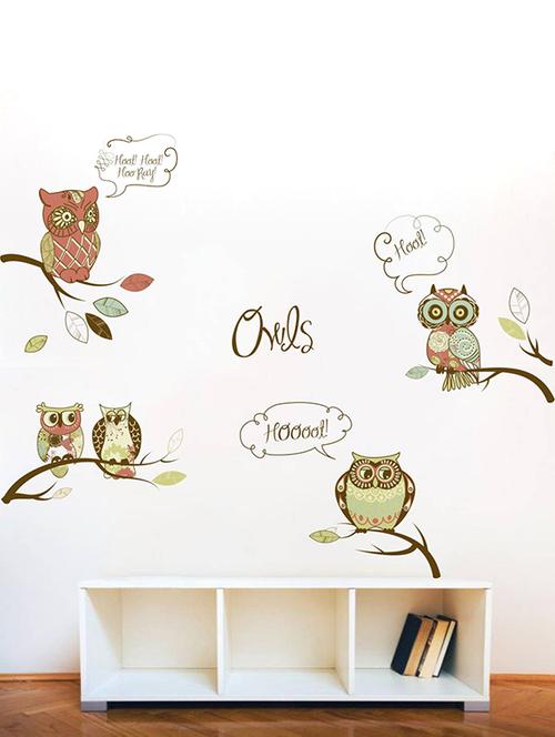 Rawpockets Wall Decals ' Owls Family Story - Kid's Room ' Wall stickers (PVC Vinyl) Multicolour - 15734094 - Standard Image - 1