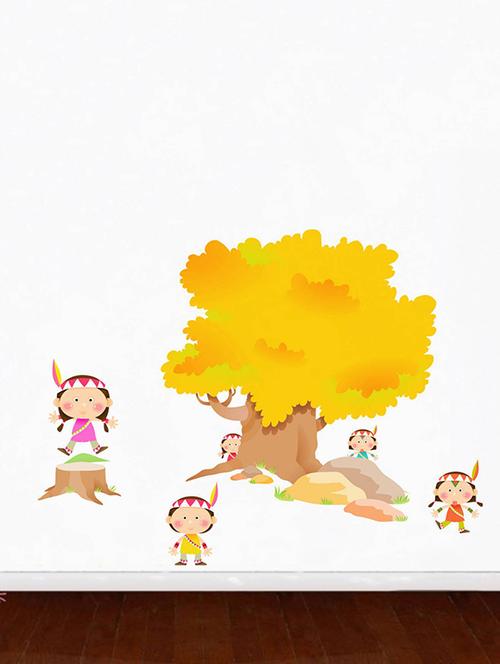 Rawpockets Wall Decals ' Jungle Story and Tribal Girls- Kids Room ' Wall stickers (PVC Vinyl) Multicolour - 15734095 - Standard Image - 1