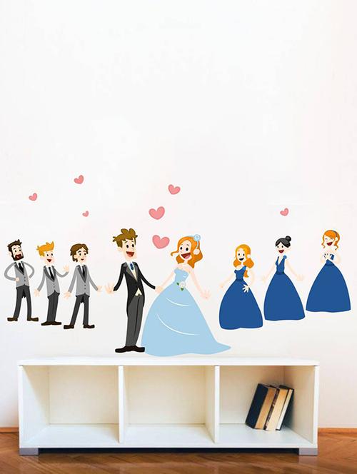Rawpockets Wall Decals ' Couple Marriage and Their Friends ' Wall stickers (PVC Vinyl) Multicolour - 15734101 - Standard Image - 1