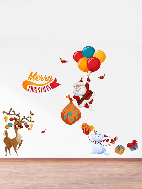Rawpockets Wall Decals ' Merry Christmas Decorative ' Wall stickers (PVC Vinyl) Multicolour - 15734107 - Zoom Image - 1