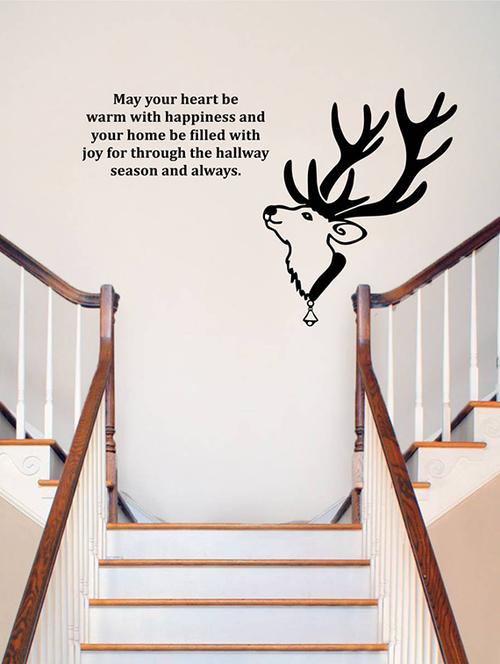Rawpockets Wall Decals ' Deer and Christmas New Year Quotes ' Wall stickers (PVC Vinyl) Multicolour - 15734110 - Standard Image - 1