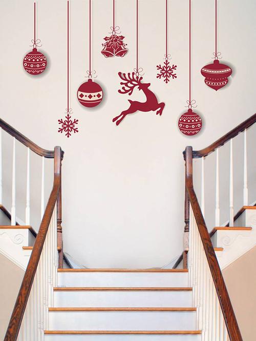 Rawpockets Wall Decals ' Christmas Hanging Decorative ' Wall stickers (PVC Vinyl) Multicolour - 15734111 - Standard Image - 1