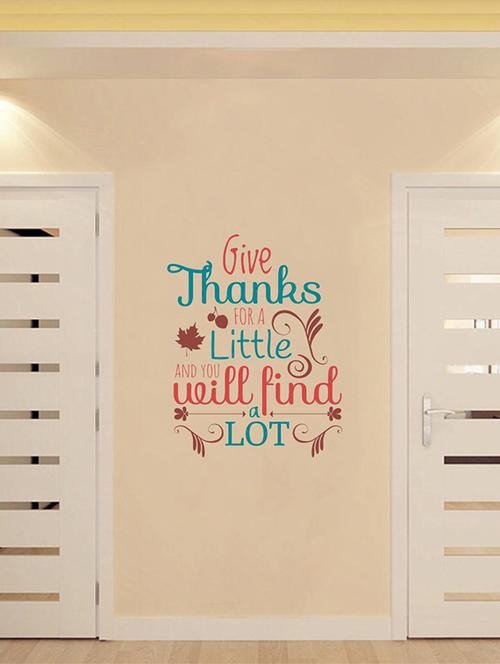Rawpockets Wall Decals ' " Give thanks " Quote ' Wall stickers (PVC Vinyl) Multicolour - 15734115 - Standard Image - 1
