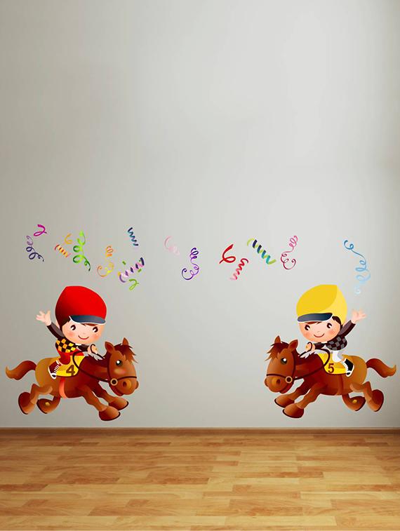 Rawpockets Wall Decals ' Champion Kids Riding Horse - Kids Room ' Wall stickers (PVC Vinyl) Multicolour - 15734116 - Zoom Image - 1