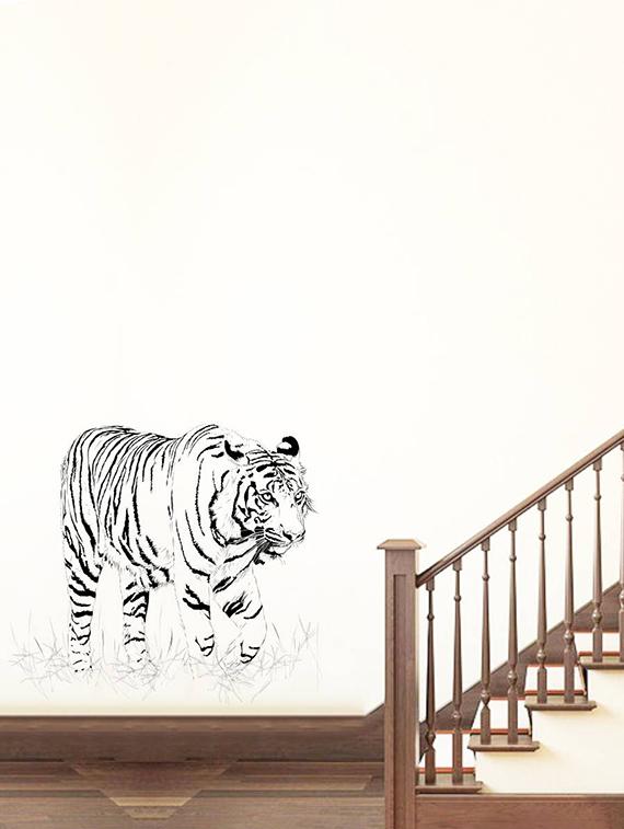 Rawpockets Wall Decals ' Indian Bengal Tiger ' Wall stickers (PVC Vinyl) Multicolour - 15734126 - Zoom Image - 1