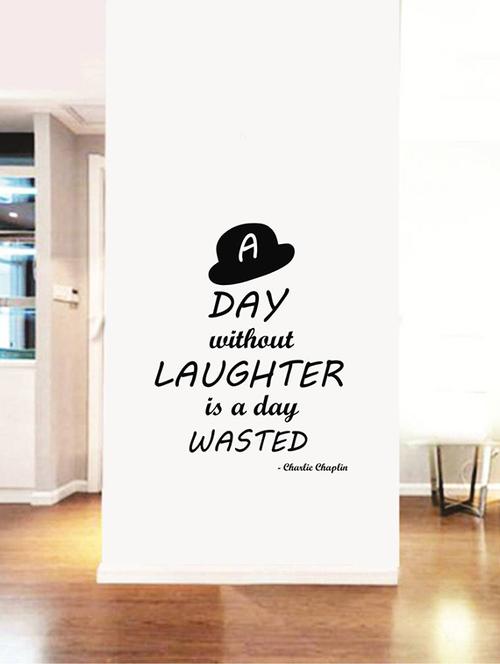 Rawpockets Wall Decals ' Charlie Chaplin Laughter Quote ' Wall stickers (PVC Vinyl) Multicolour - 15734131 - Standard Image - 1