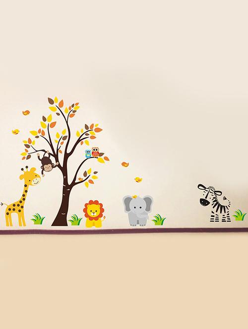 Rawpockets Wall Decals ' Baby Jungle Animals Story ' Wall stickers (PVC Vinyl) Multicolour - 15734138 - Standard Image - 1