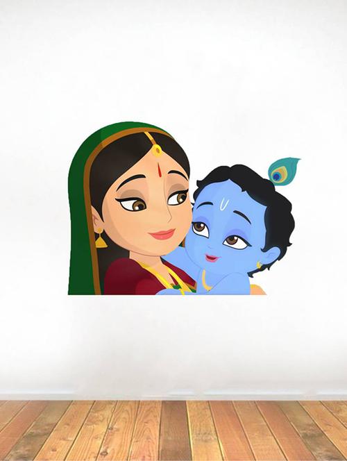 Rawpockets Wall Decals ' Lord Krishna and Mother ' Wall stickers (PVC Vinyl) Multicolour - 15734140 - Standard Image - 1