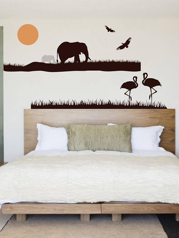 Rawpockets Wall Decals ' African Animals Theme - 2 Stickers ' Wall stickers (PVC Vinyl) Multicolour - 15734151 - Zoom Image - 1