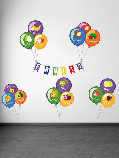 Rawpockets Wall Decals ' Fruits Name on Balloons ' Wall stickers (PVC Vinyl) Multicolour - 15734153 - Standard Image - 1