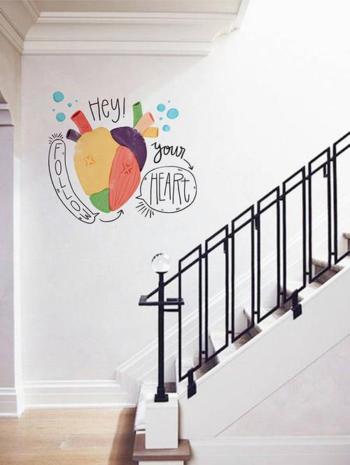 Rawpockets Wall Decals ' Follow Your Heart ' Wall stickers (PVC Vinyl) Multicolour - 15734155 - Standard Image - 1