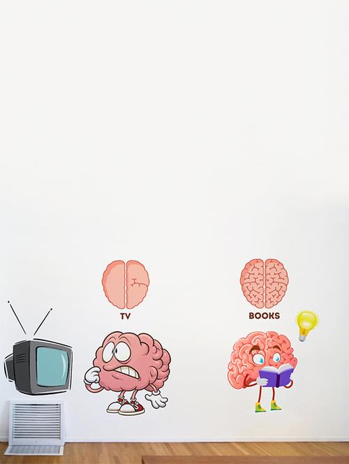 Rawpockets Wall Decals ' TV vs Brain ' Wall stickers (PVC Vinyl) Multicolour - 15734156 - Standard Image - 1