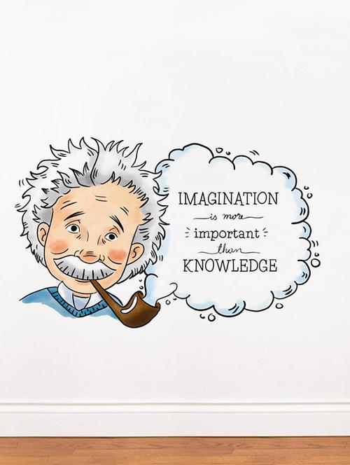 Rawpockets Wall Decals ' Albert Einstein Imagination Quote ' Wall stickers (PVC Vinyl) Multicolour - 15734162 - Standard Image - 1