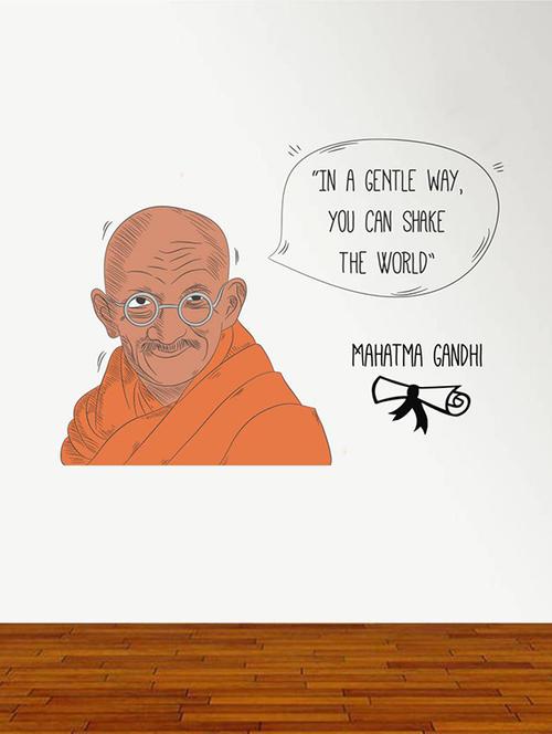 Rawpockets Wall Decals ' Mahatma Gandhi and His Quote ' Wall stickers (PVC Vinyl) Multicolour - 15734167 - Standard Image - 1