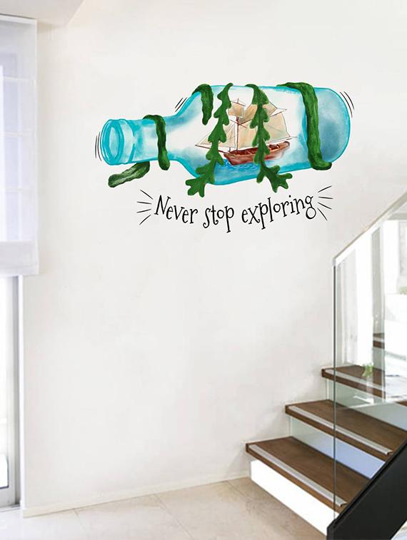Rawpockets Wall Decals ' Never Stop Exploring ' Wall stickers (PVC Vinyl) Multicolour - 15734169 - Zoom Image - 1