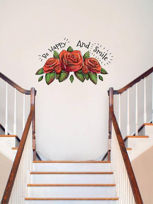 Rawpockets Wall Decals ' Be Happy and Smile ' Wall stickers (PVC Vinyl) Multicolour - 15734172 - Standard Image - 1