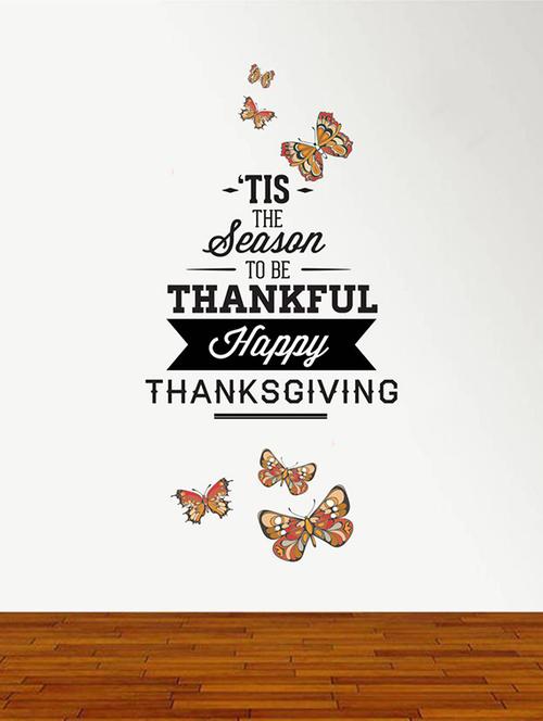 Rawpockets Wall Decals ' Thanks Giving Quote and Butterfly ' Wall stickers (PVC Vinyl) Multicolour - 15734175 - Standard Image - 1