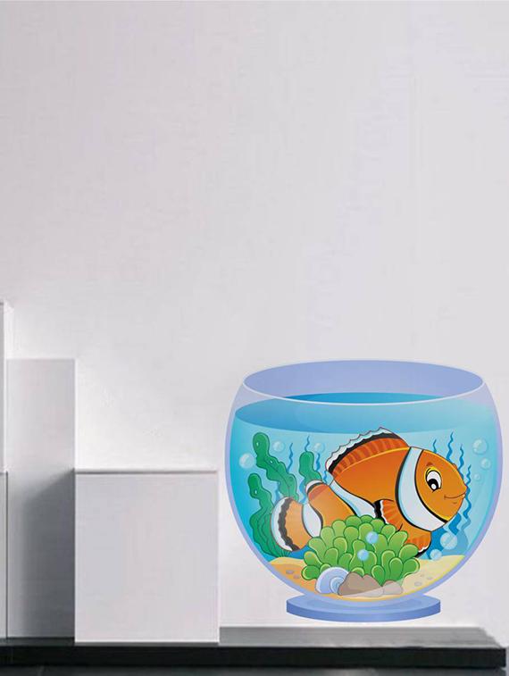 Rawpockets Wall Decals ' Fish Bowl ' Wall stickers (PVC Vinyl) Multicolour - 15734177 - Zoom Image - 1