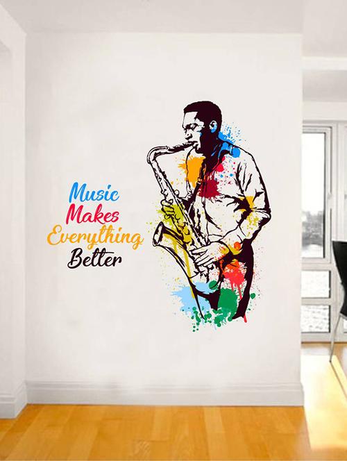 Rawpockets Wall Decals ' Music Makes Everything Better -Typography ' Wall stickers (PVC Vinyl) Multicolour - 15734178 - Standard Image - 1