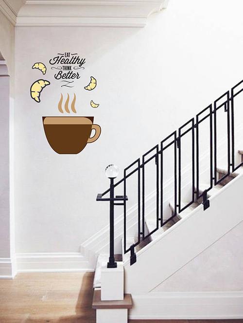 Rawpockets Wall Decals ' Eat Healthy Think Better ' Wall stickers (PVC Vinyl) Multicolour - 15734179 - Standard Image - 1